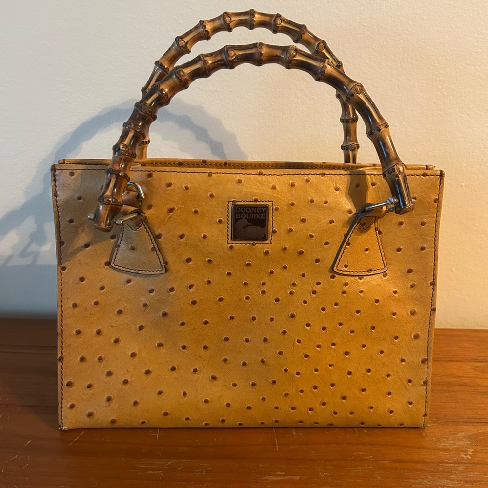 Dooney & Bourke Tan Satchel with Ostrich Texture